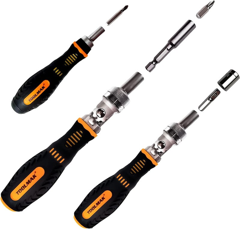 TOOLMAK 61pcs Ratcheting Screwdriver Set,Socket Set,Precision Screwdriver Bit Set with Rotatable Ratchet Handles ＆ Storage Case,Household Repair Tool Kits for Bike Watches and glasses,phones etc - Image 3